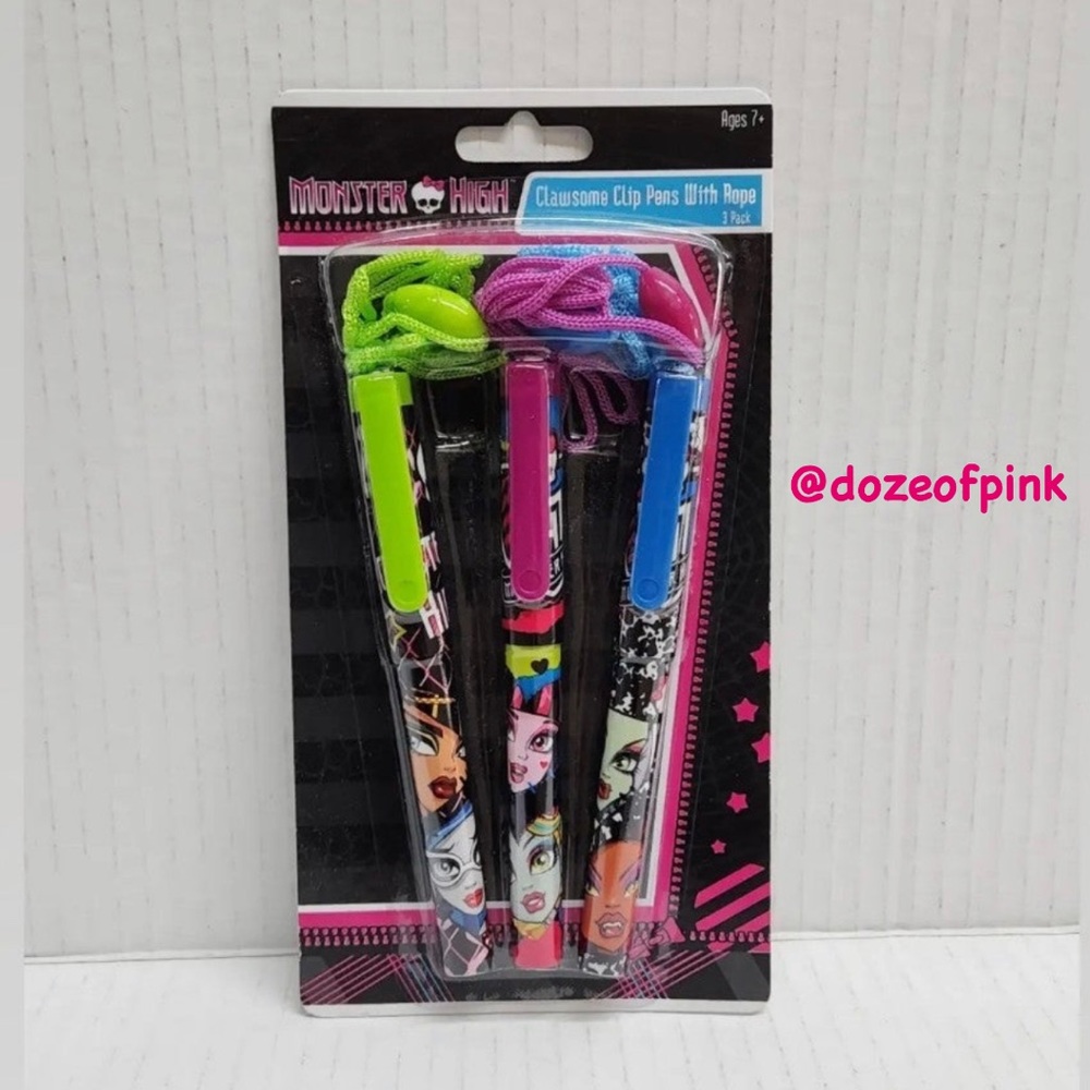 Monster High 3-pk clawsome clip pens with rope - Picture 1 of 5